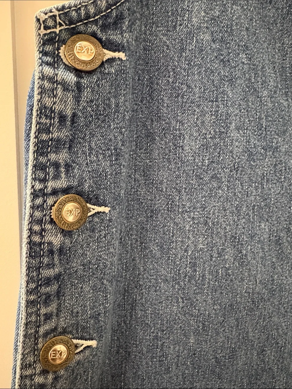 Vtg 90s EXP Jeans by Express Denim Jumper Dress Mini XS Hong Kong Tag